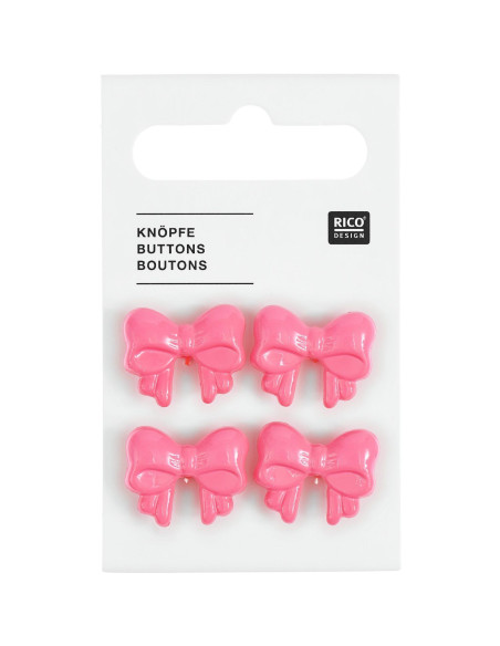 Karte mit 4 Knotenknöpfen - Rosa 18 x 15 mm
