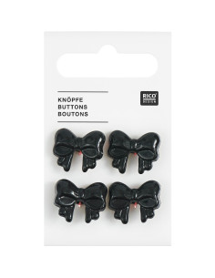 Karte mit 4 Knotenknöpfen - Schwarz 18 x 15 mm