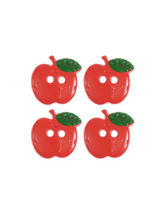 Karte mit 4 Apfelknöpfen - Rot 15 x 16 mm 2