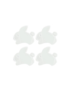 Karte mit 4 Hasenknöpfen - Weiß 15 x 13 mm 2