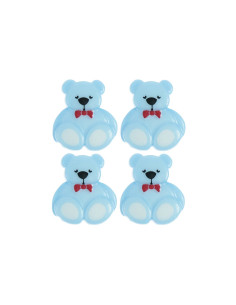 Karte mit 4 Teddybär-Knöpfen - Blau 16 x 18 mm 2