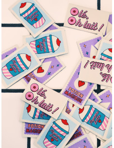 Set von 6 gewebten Etiketten - Milk Power Mix 2