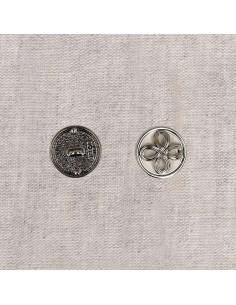 Metallknopf Blume - Silber 2