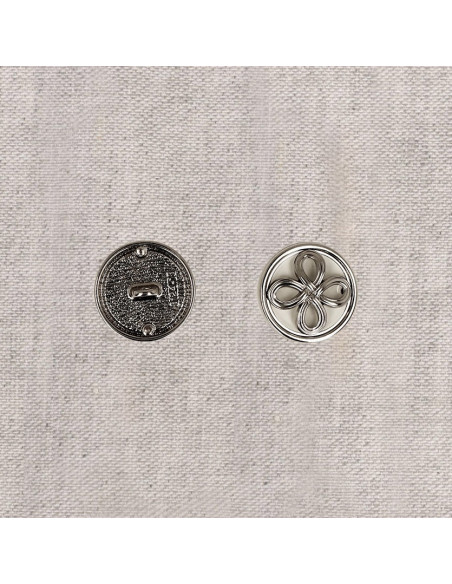 Bouton métal fleur - Argent