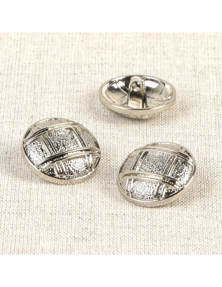 Metallknopf kariert 20 mm - Silber