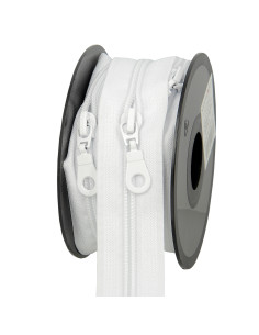 5-Meter-Rolle Nylon-Reißverschluss 5 mm mit Zippern - Weiß