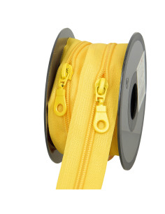 5 Meter Rolle Nylonreißverschluss 5 mm mit Zippern - Gelb