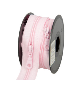 5-Meter-Rolle Nylonreißverschluss 5 mm mit Zippern - Rosa