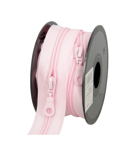 5-Meter-Rolle Nylonreißverschluss 5 mm mit Zippern - Rosa