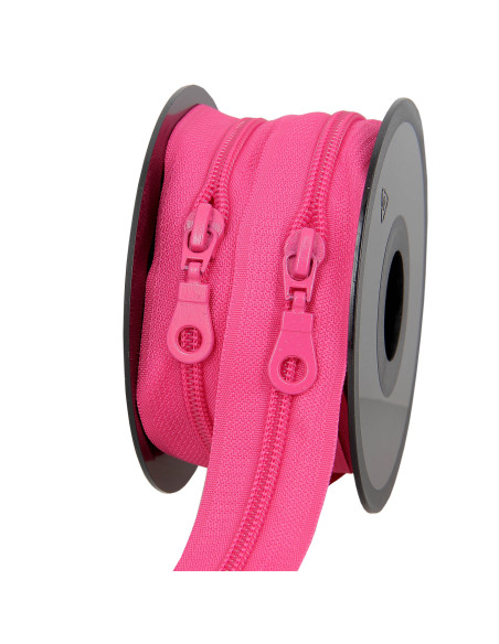 5-Meter-Rolle Nylonreißverschluss 5 mm mit Zippern - Fuchsia