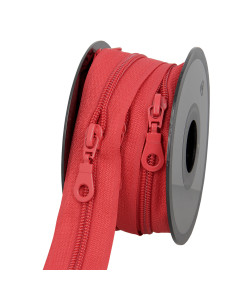 5-Meter-Rolle Nylon-Reißverschluss 5 mm mit Zippern - Rot