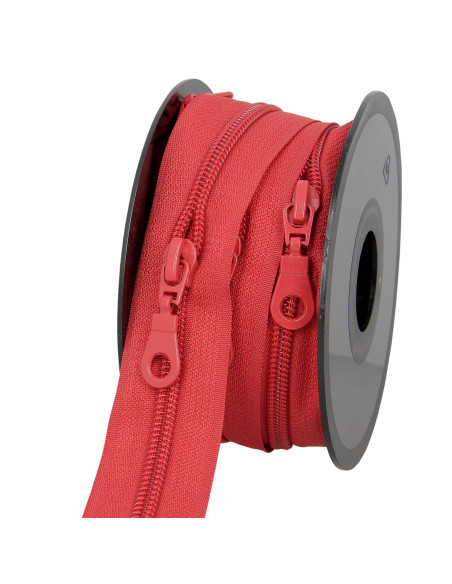 5-Meter-Rolle Nylon-Reißverschluss 5 mm mit Zippern - Rot