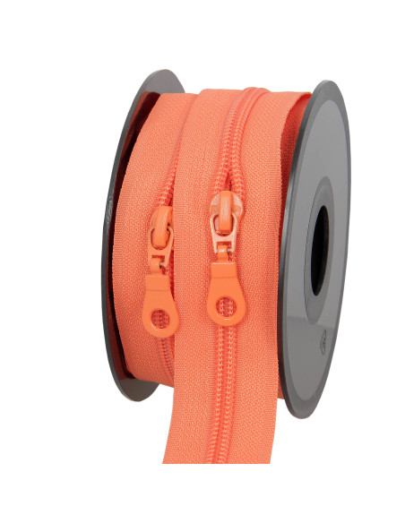 5-Meter-Rolle Nylonreißverschluss 5 mm mit Zippern - Orange