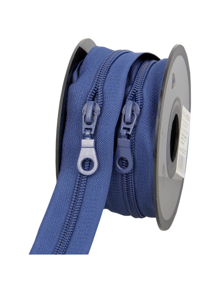 5-Meter-Rolle Nylonreißverschluss 5 mm mit Zippern - Blau