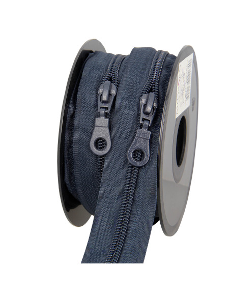 5-Meter-Rolle Nylon-Reißverschluss 5 mm mit Schiebern - Schiefer