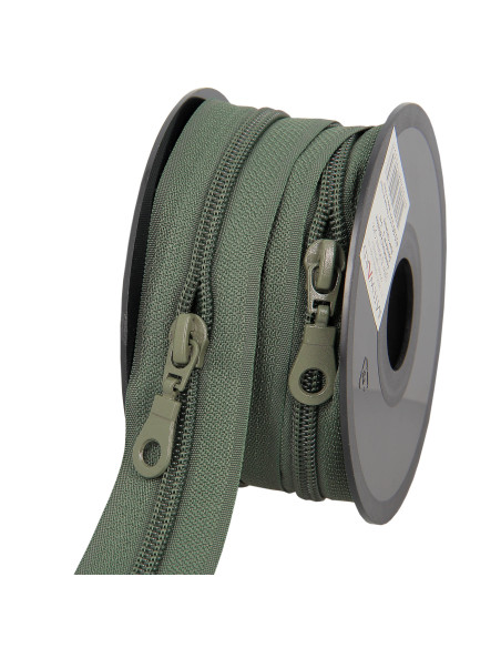 5 Meter Rolle Nylon-Reißverschluss 5 mm mit Zippern - Grün