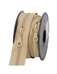 5 Meter Rolle Nylon-Reißverschluss 5 mm mit Zippern - Beige