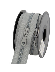 5-Meter-Rolle Nylon-Reißverschluss 5 mm mit Zippern - Grau