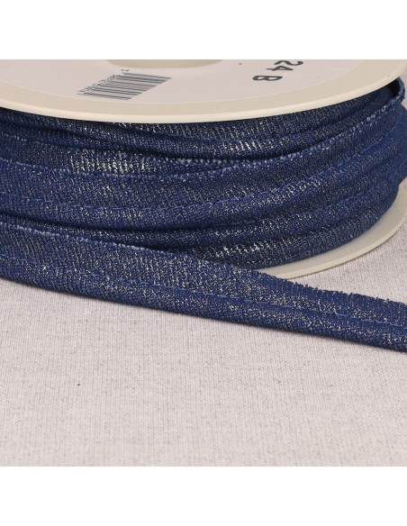 Metallic Paspelband Jean - Dunkelblau