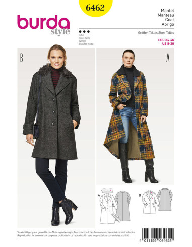 Mantelschnittmuster - Burda 6462