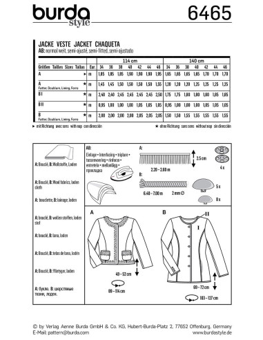 Jackenschnittmuster - Burda 6465
