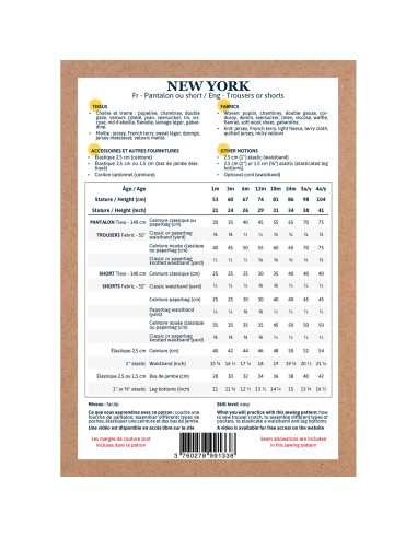New-York Baby-Hosen- und Shorts-Schnittmuster - Ikatee
