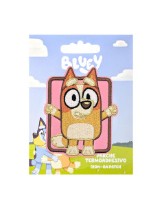 Gestickter Aufnäher Bluey - Bingo mit rosa Hintergrund