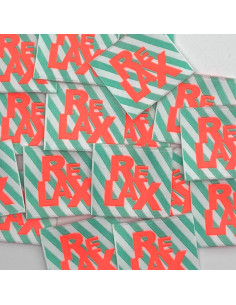 Set von 5 gewebten Aufnähern zum Aufnähen Relax - Neon