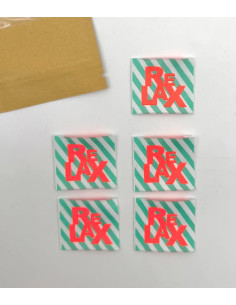 Set von 5 gewebten Aufnähern zum Aufnähen Relax - Neon 2
