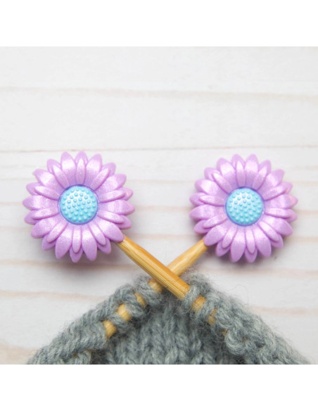 Maschenstopper für Stricknadeln - Violette Margerite