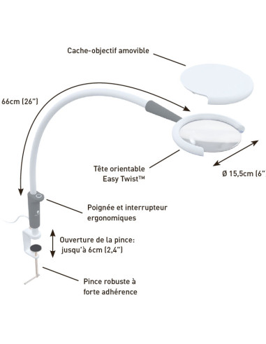 Lampe loupe sur pince Daylight Magnificent Pro