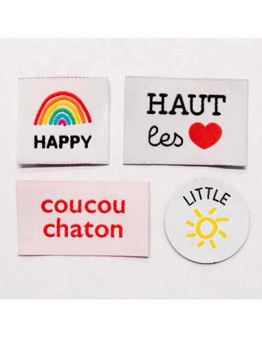 Lot de 4 étiquettes tissées - Assortiment colorful