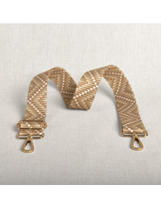 Zickzack-Taschengurt mit Karabinern - Beige