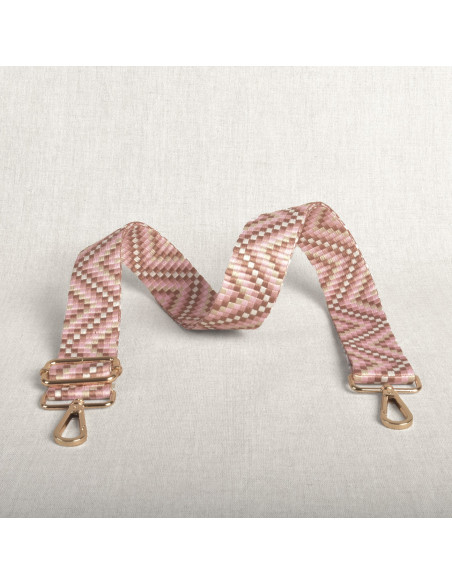 Zickzack-Taschengurt mit Karabinern - Rosa