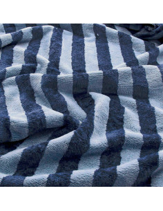 Gestreifter Mikrofrottee aus Bambus - Baltisch und Indigo