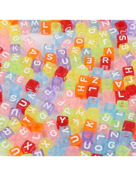 Beutel mit 100 quadratischen bunten Perlen - Weiße Buchstaben