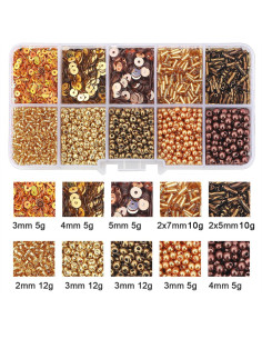 Schachtel mit 80 g Rocailles und Pailletten - Gold