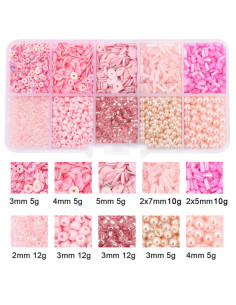 Schachtel mit 80 g Rocailles und Pailletten - Rosa