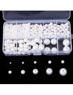 Schachtel mit 800 Perlmuttperlen - Weiß 2