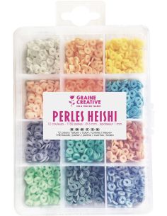 Schachtel mit 1750 Heishi-Perlen - Pastell