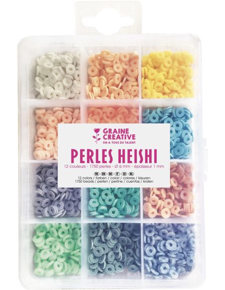 Schachtel mit 1750 Heishi-Perlen - Pastell
