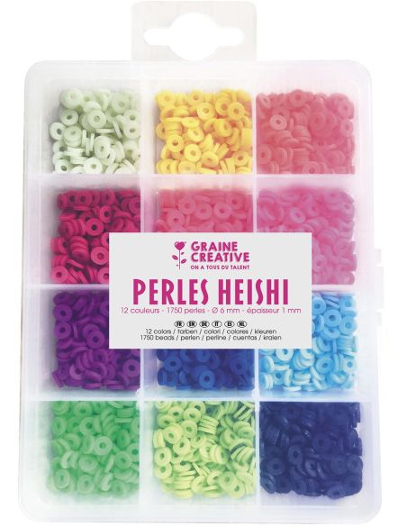 Schachtel mit 1750 Heishi-Perlen - Fluoreszierend