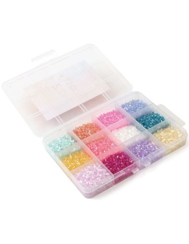 Set mit 12 Farben von 2 mm Rocailles-Perlen - Frosty Fizz