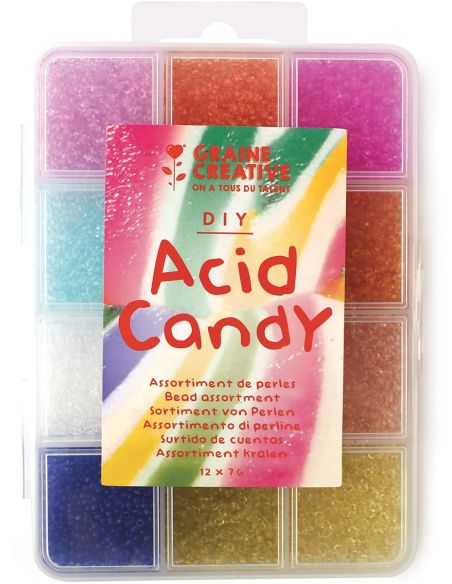 Set mit 12 Farben von 2 mm Rocailles-Perlen - Acid Candy