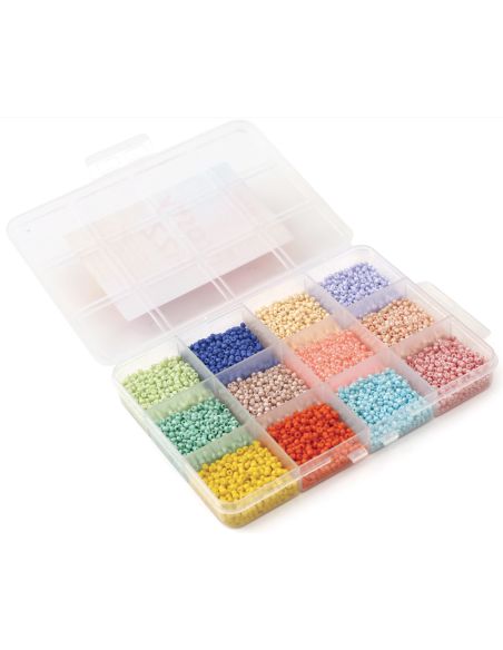 Set mit 12 Farben von 2 mm Rocailles-Perlen - Sweet Meringue