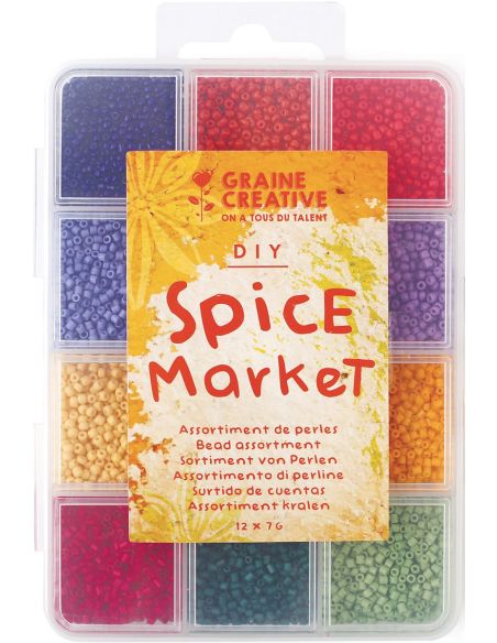 Set mit 12 Farben von 2 mm Rocailles-Perlen - Spice Market