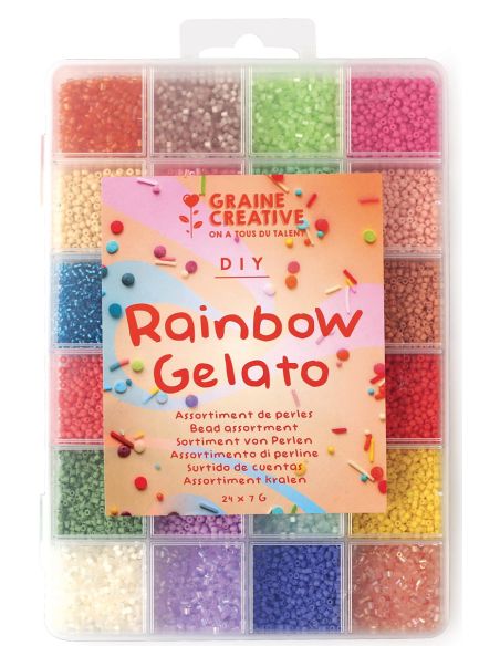 Set mit 24 Farben von 2 mm Rocailles-Perlen - Rainbow Gelato