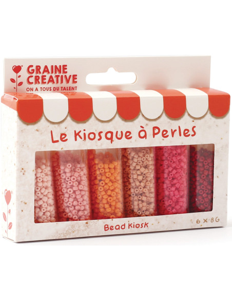 Der Perlenkiosk 6 Farben von Rocailles-Perlen 2 mm - Lipstick