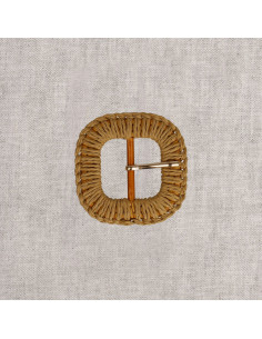 Abgerundete quadratische Gürtelschnalle aus geflochtenem Raffia – 3,5 cm