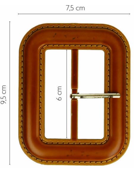 Rechteckige Gürtelschnalle mit Steppnähten in Lederoptik – 6 cm